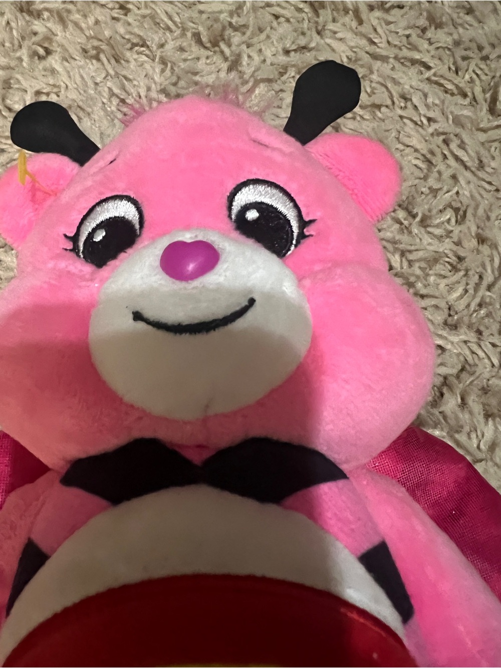 Pink Plush Bee Stuffed Animal Cute Heart Nose Care Bears rainbow ladybug